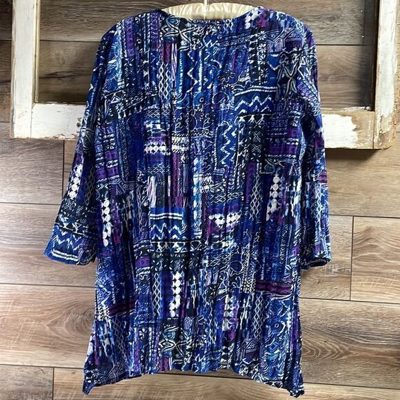 Gloria Vanderbilt Ladies Dress Top, Size Small, Blue,White,Purple Colors, Beaded - Picture 7 of 9